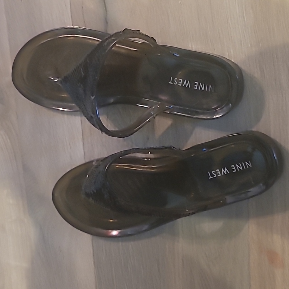 Nine West Black Jelly Sandals Thong Style Size 10 - Picture 3 of 5